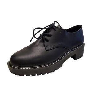 Wild Pair Rainee Platform Lug Sole Oxford Lace Up Flats Black Shoes NWOB sz 9